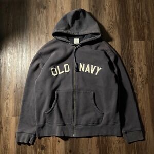 Old Navy Mens Full Zip Hoodie Sweatshirt Navy Blue XL‎ Cotton Polyester Blend